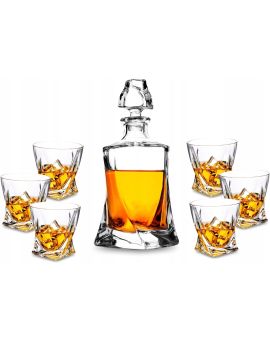 KANARS Kryształowa karafka 800ml + 6 kiliszków 300ml do alkoholu whisky