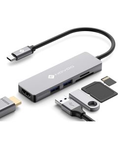 NOVOO R5 USB C Hub 5 w 1 aluminiowy z adapterem HDMI 4K USB SD