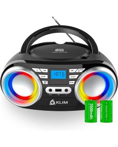 KLIM Boombox Przenośny odtwarzacz Radio FM CD MP3 Bluetooth Aux USB RGB LED