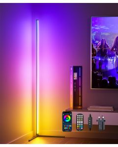 Ydene RGB LED, lampa podłogowa, narożna, 160 cm aplikacja / pilot