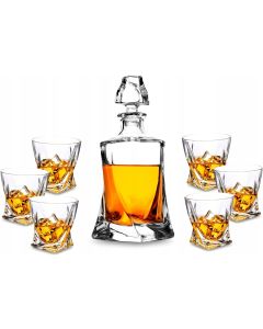 KANARS Kryształowa karafka 800ml + 6 kiliszków 300ml do alkoholu whisky