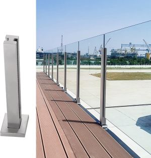 ABONOK Słupek szklanej poręczy 85 cm środkowa pozycja stal nierdzewna