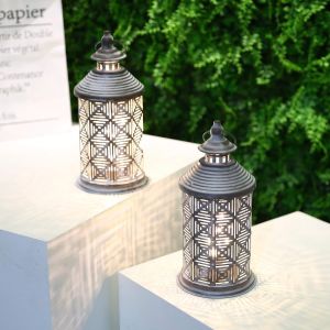 JHY DESIGN Zestaw 2 lamp stołowych latarnia 26.5cm dekoracja