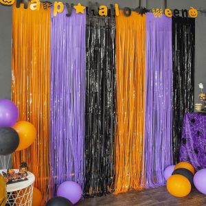 LOLStar Dekoracja zasłony na Halloween imprezę urodziny 3 sztuki, 1 x 2 m