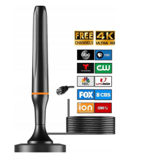 Antena wewnętrzna TV HDTV 4K 1080p z podstawą magnetyczną